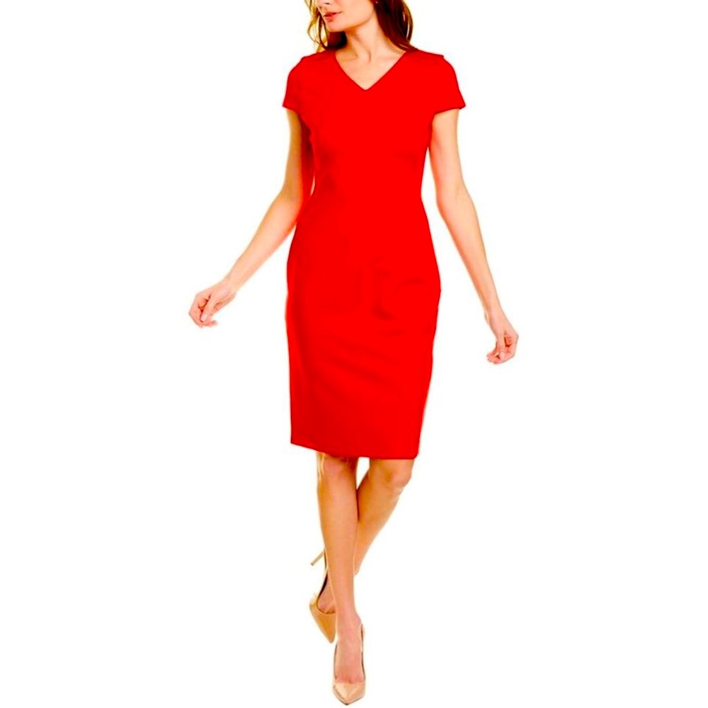 Brooks Brothers Womens  Seamed Sheath Dress, Red